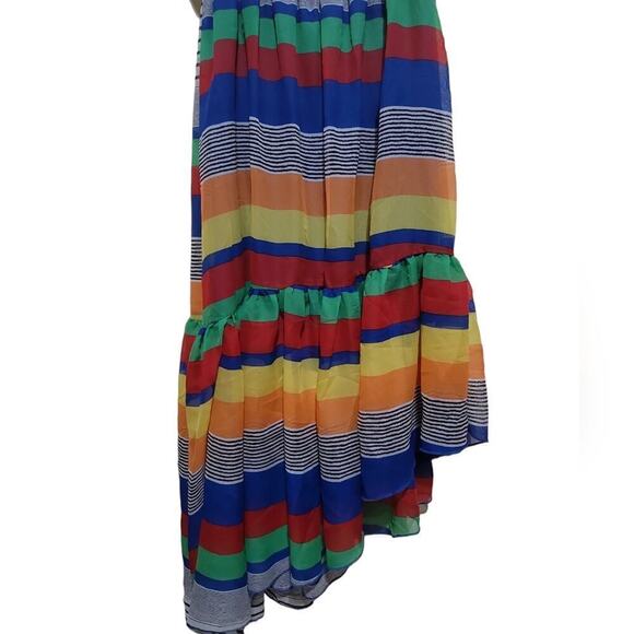 Chesley White Multicolored Off the Shoulder Asymmetrical Ruffle Dress Sz 1X - Picture 5 of 9